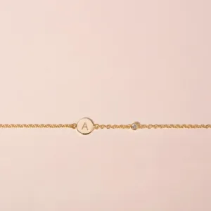 Galore Gepersonaliseerde Armband Circle & Diamond | Gold Petite