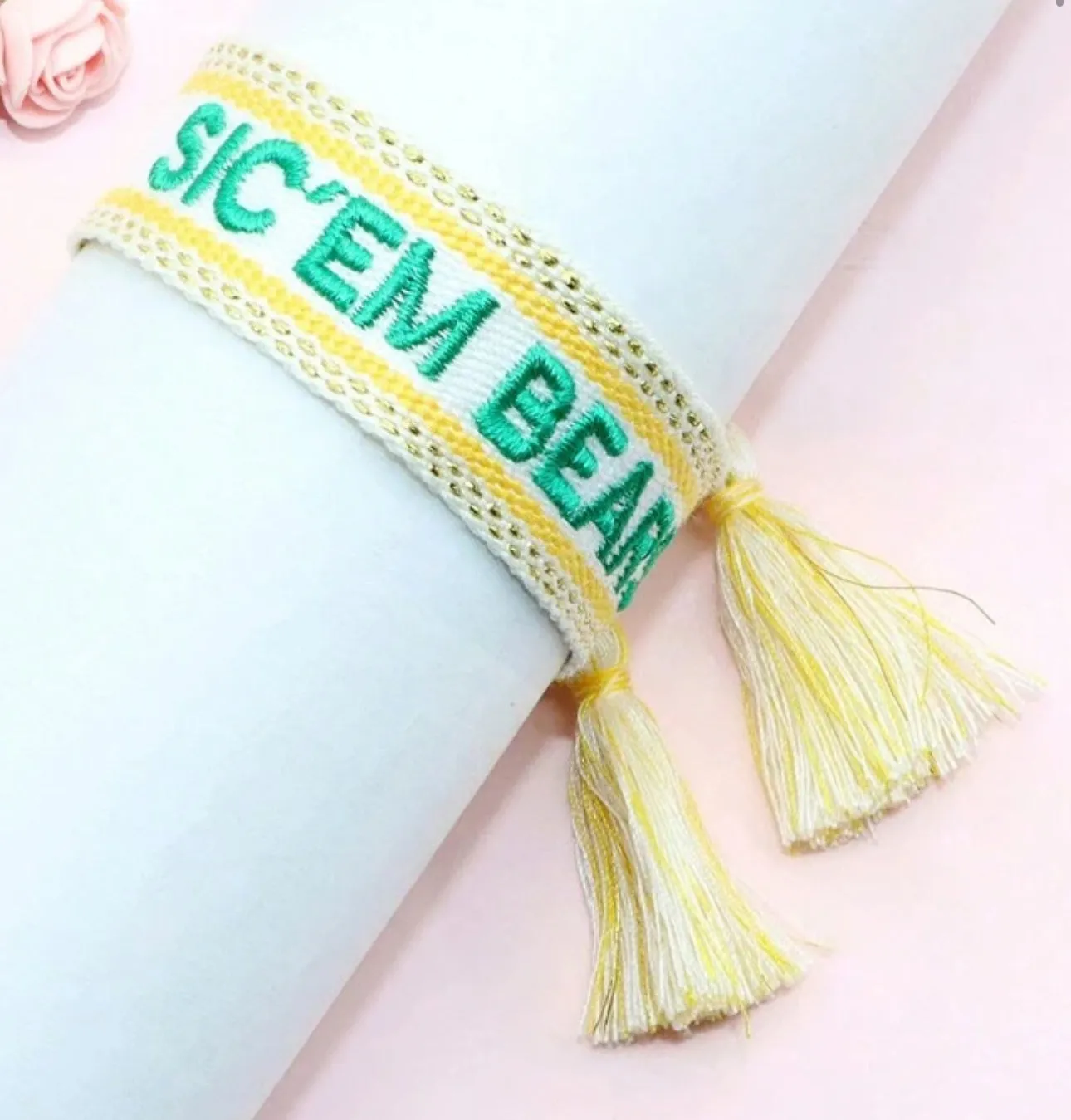 Game Day Embroidered Tassel Bracelets