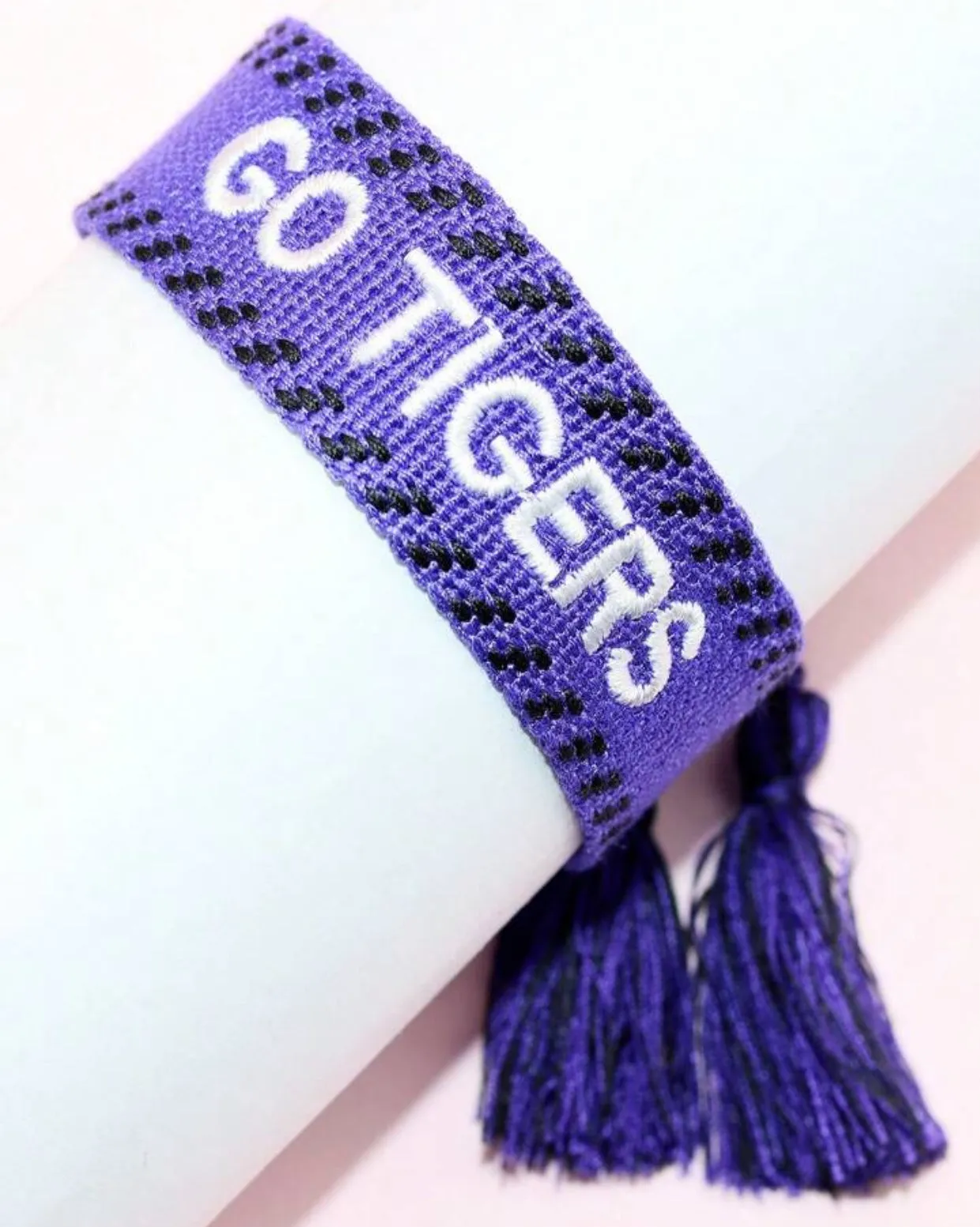 Game Day Embroidered Tassel Bracelets