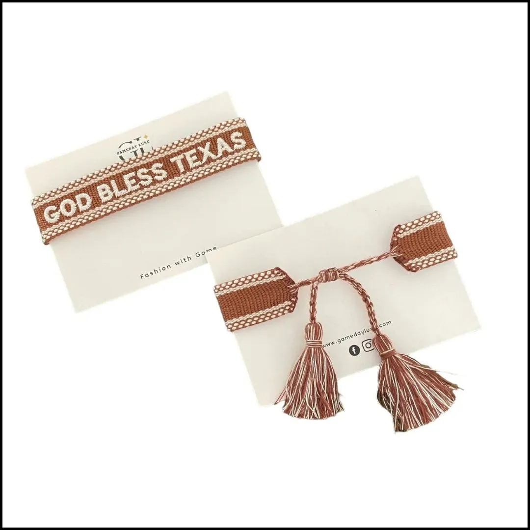 God Bless Texas Team Tassel Bracelet