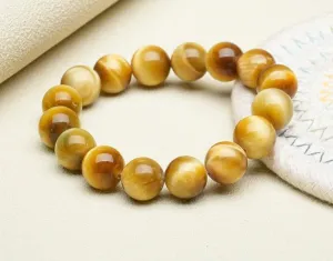 Golden Tiger Eye Stone Bracelet: Unisex Energy Jewelry