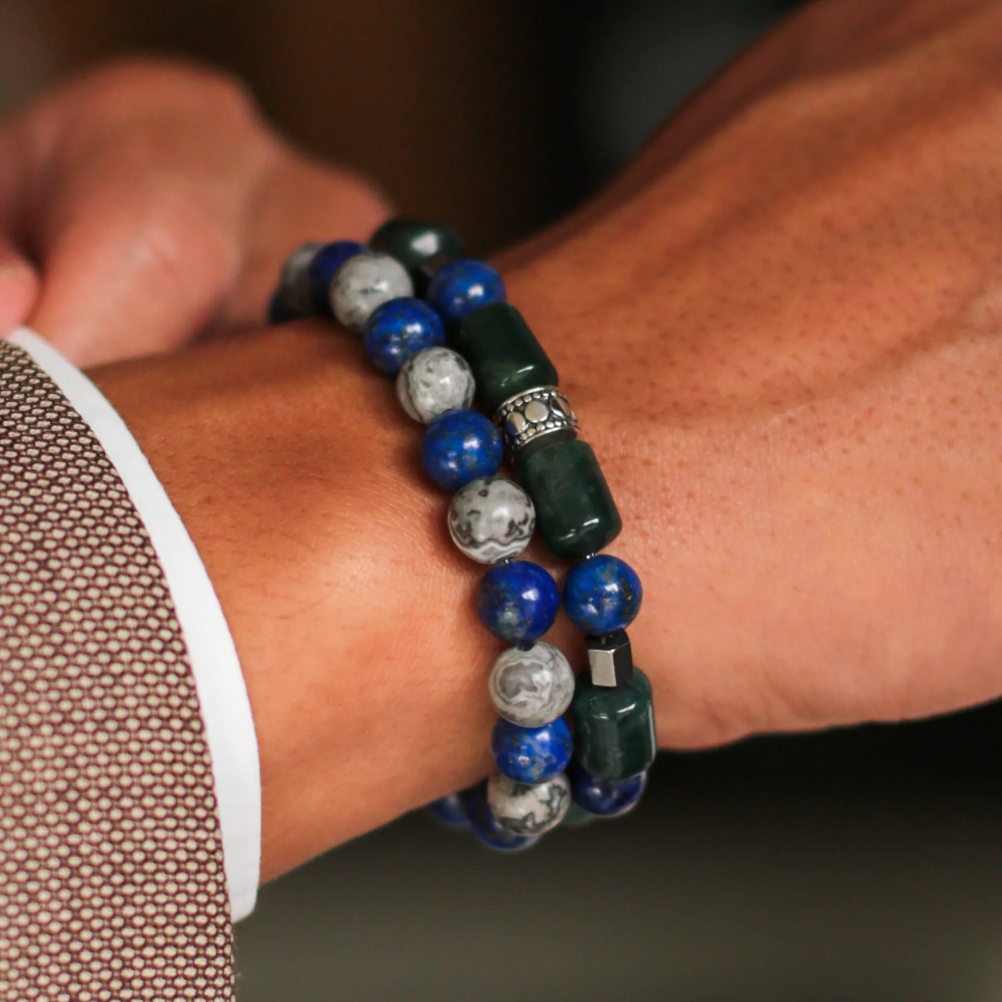 Green Bean Casserole | Men Stack Beaded Bracelets | Men Beaded Bracelet