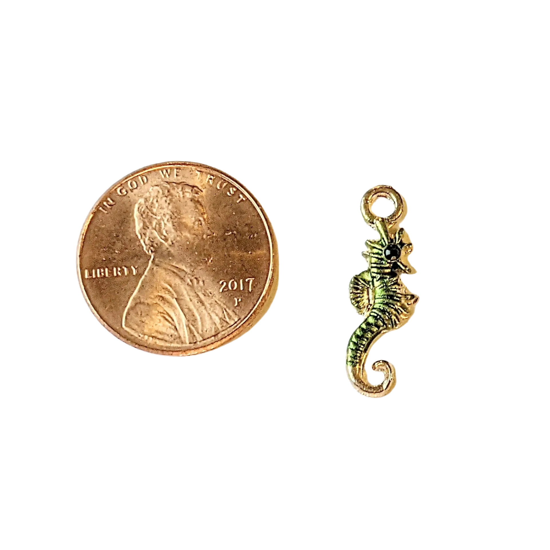 Green Enamel Seahorse Charm