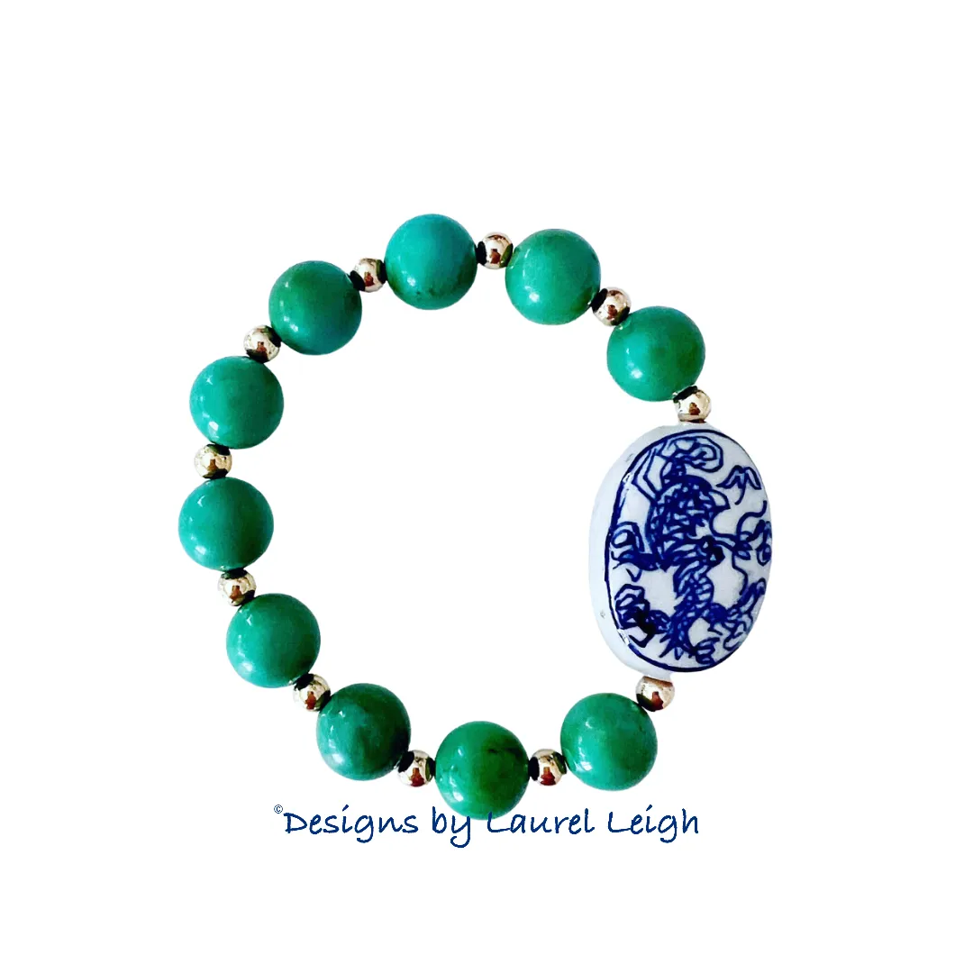 Green Turquoise Chinoiserie Statement Bracelet