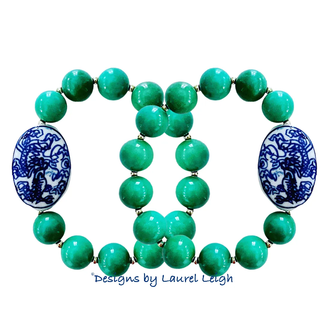 Green Turquoise Chinoiserie Statement Bracelet