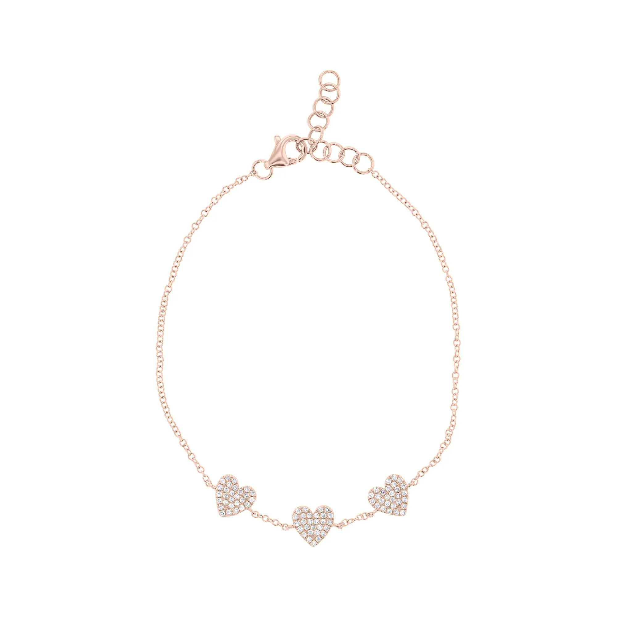 Hearts Trio Chain Diamond Bracelet