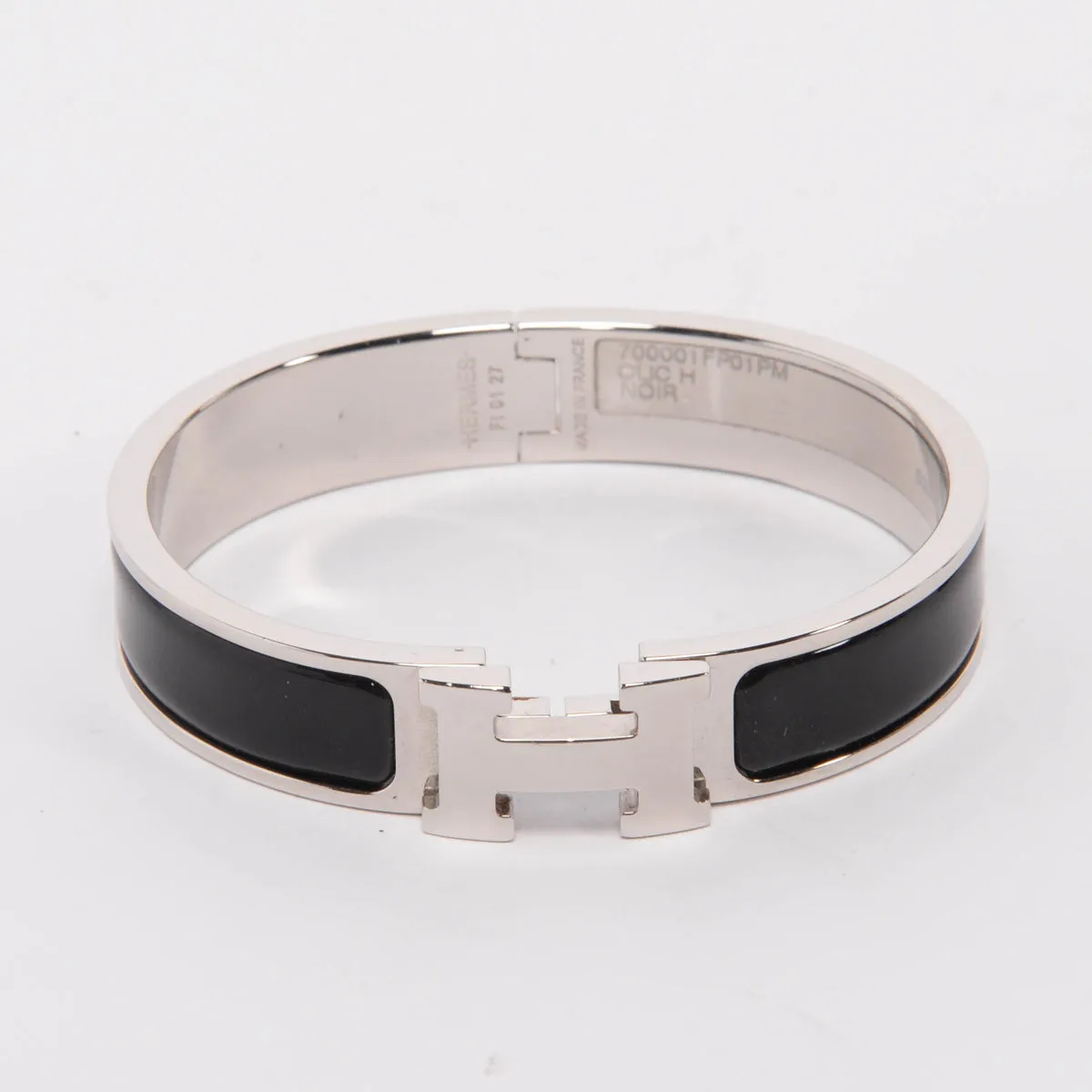 Hermes Black Palladium Plated Enamel Clic H Bracelet