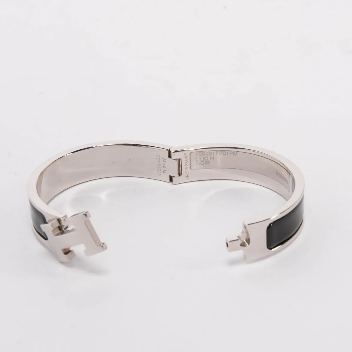 Hermes Black Palladium Plated Enamel Clic H Bracelet