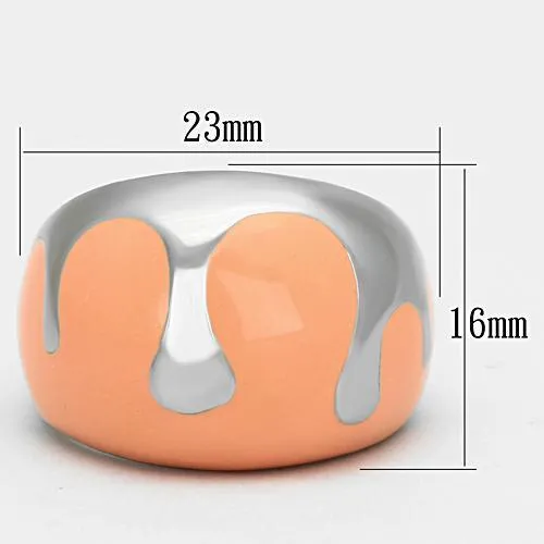 High polished (no plating) Stainless Steel Ring with Epoxy in Orange for Women Style TK802