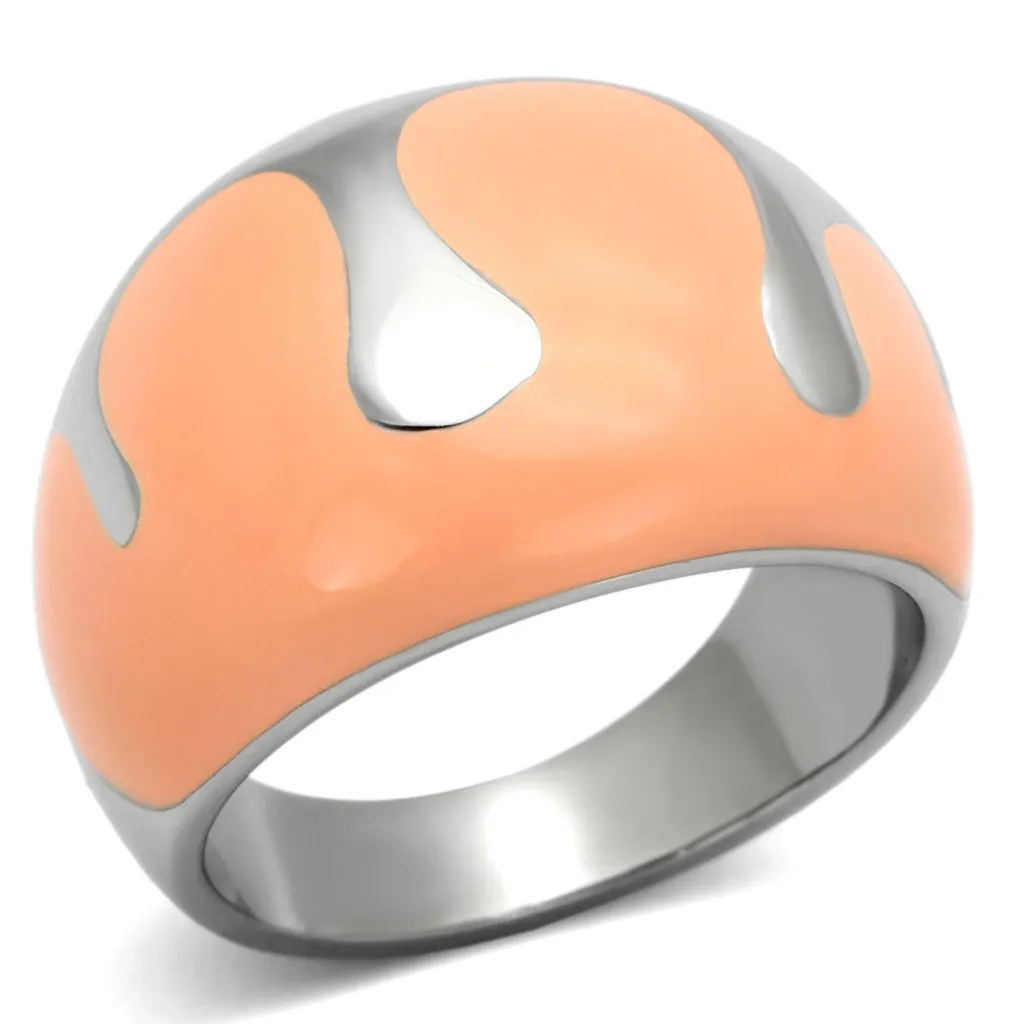 High polished (no plating) Stainless Steel Ring with Epoxy in Orange for Women Style TK802