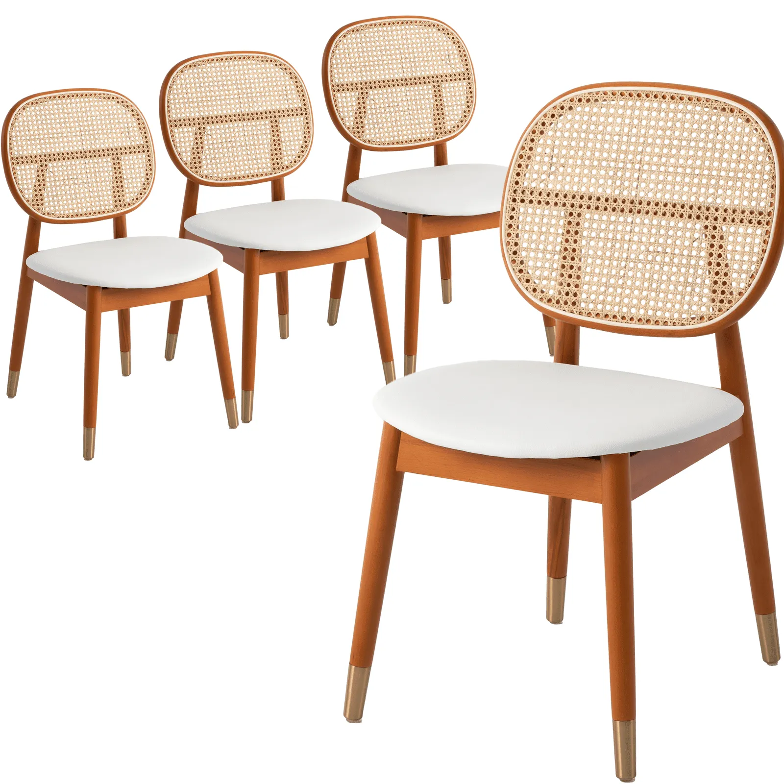 Holbeck Modern Dining Chair with Upholstered Leather Seat and Beech Wood Legs Set of 4