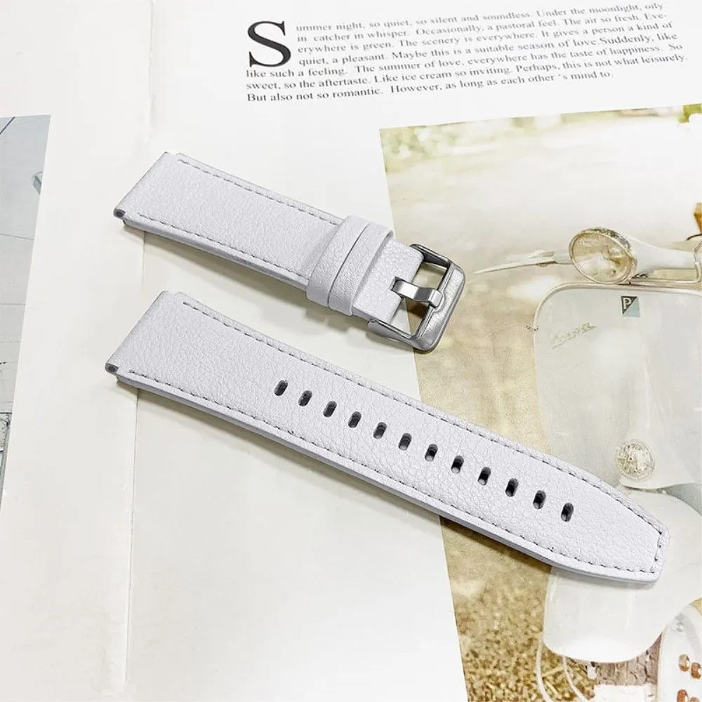 Honor MagicWatch 2 46mm textured cowhide leather watch strap - White