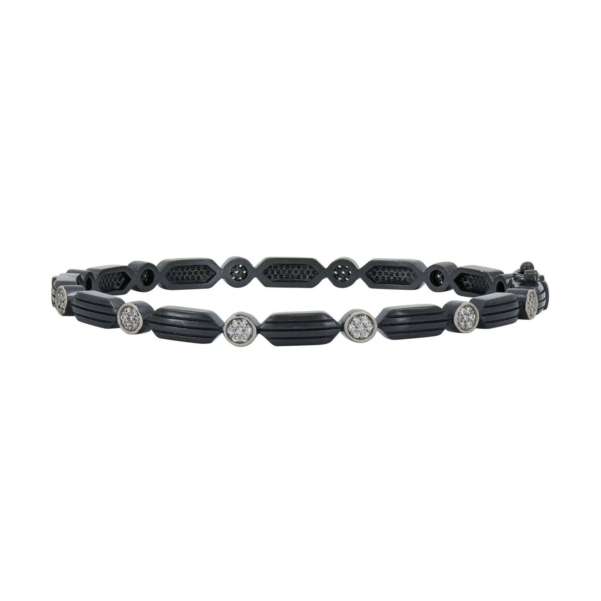 Industrial Finish Ribbed Metro 5-Stack Hinge Bracelet