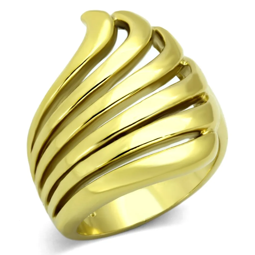 IP Gold(Ion Plating) Stainless Steel Ring with No Stone for Women Style TK1028