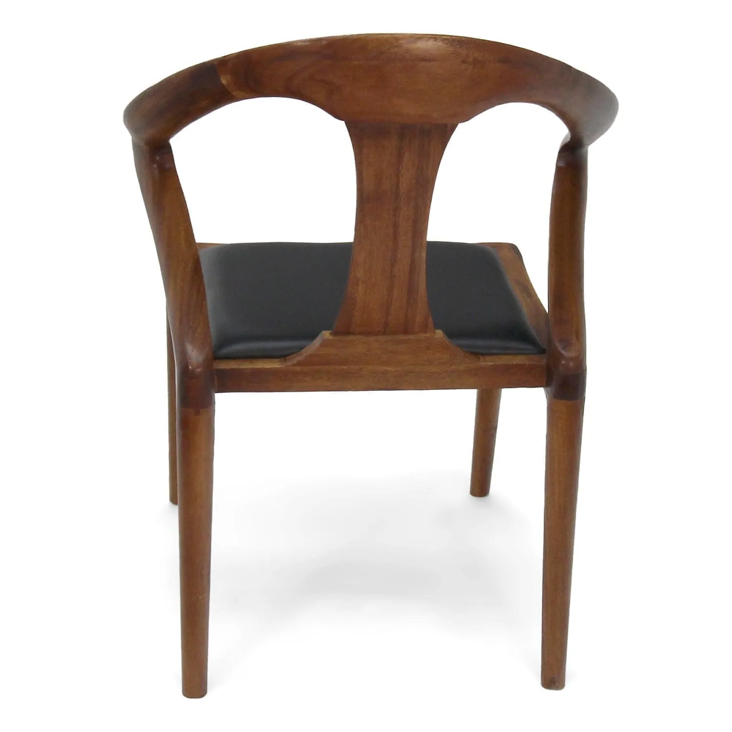 Isosceles Dining Guest Chair - Solid Walnut - Black Leather Seat - MCM