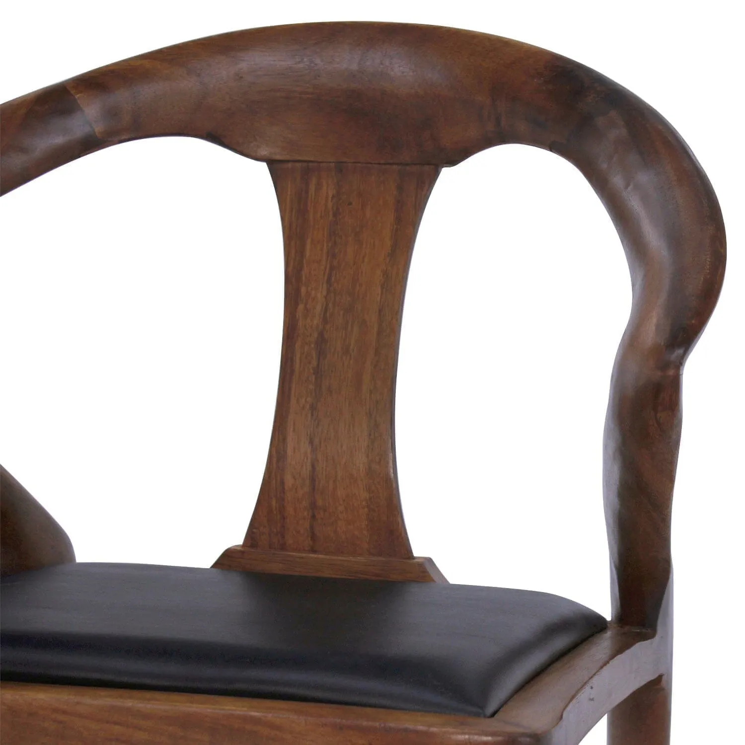 Isosceles Dining Guest Chair - Solid Walnut - Black Leather Seat - MCM