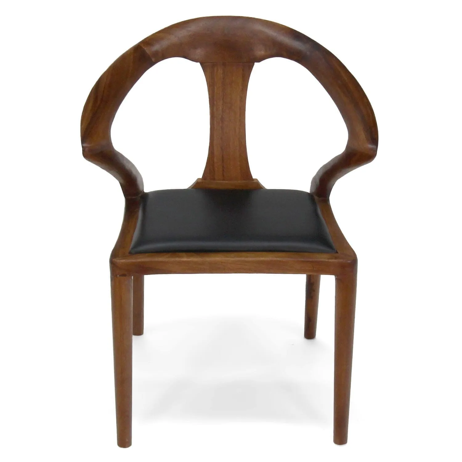 Isosceles Dining Guest Chair - Solid Walnut - Black Leather Seat - MCM