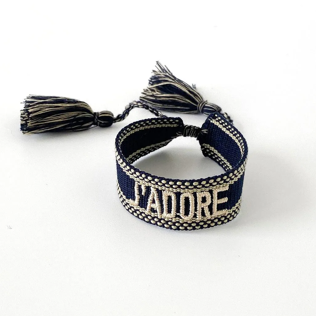 J'ADORE Adjustable Bracelet | Navy/Natural