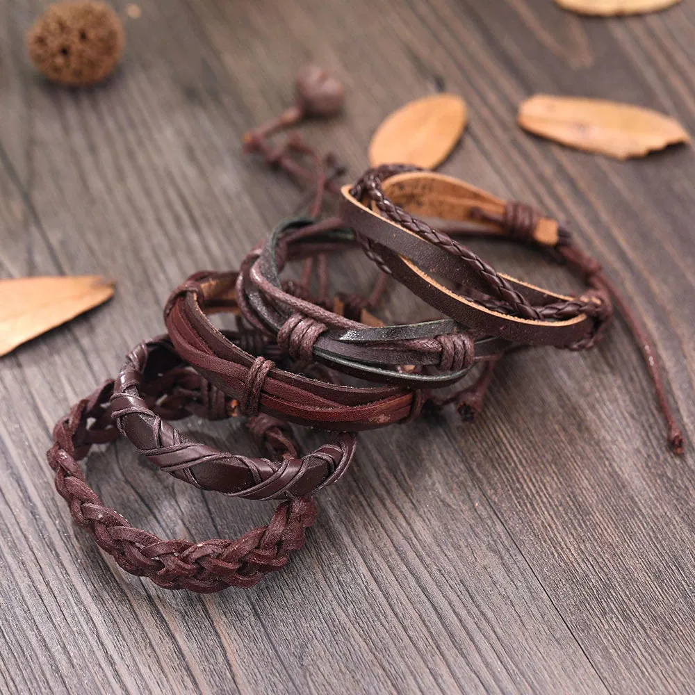 Leather Wrap Bracelets for Men - Men's Bracelets -  Leather Bracelet Womens - Bracelet Leather - Boho Bracelet Gift For Men Boyfriend