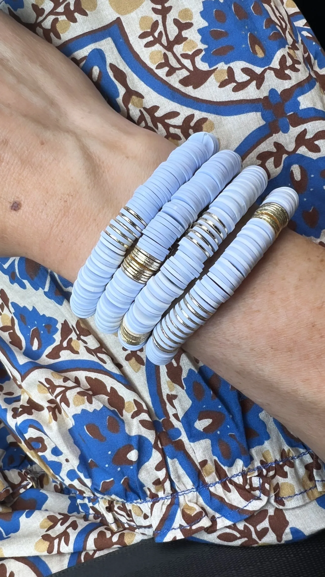 Light Blue & Gold Disc Bracelets (Made to Order - Sold individually)