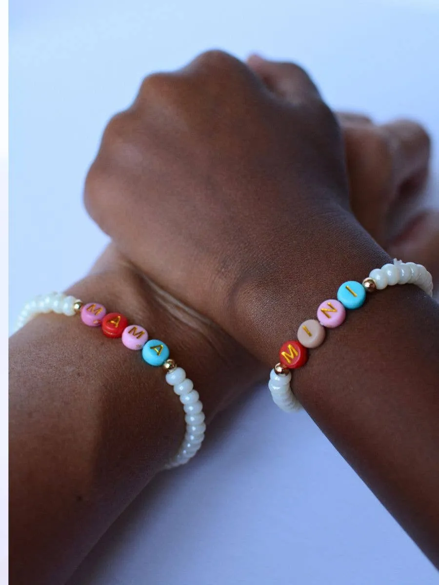 Mama and Mini Matching Bracelets - Pearl / Multi Colored