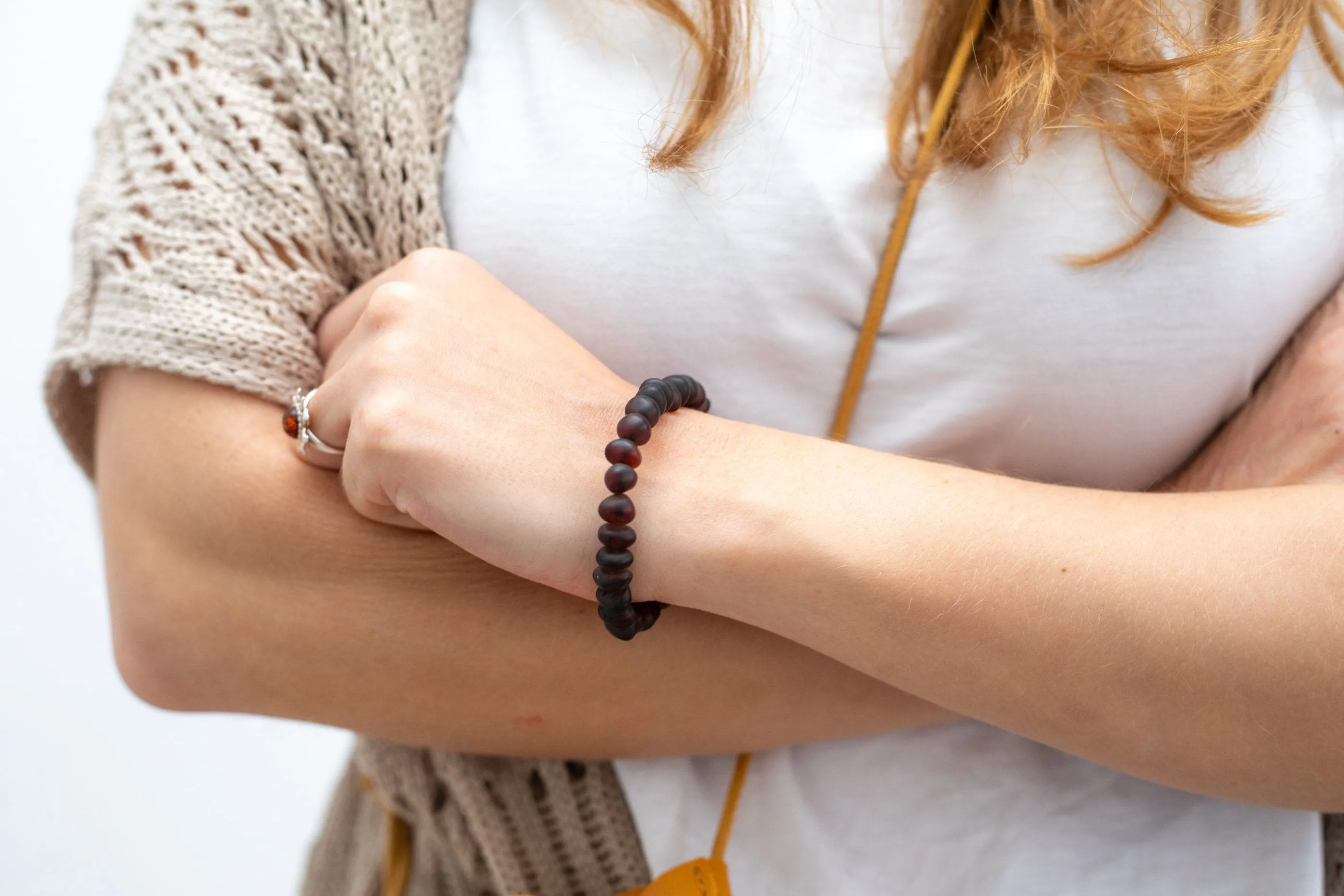 Matte Dark Cherry Red Nugget Bead Bracelet