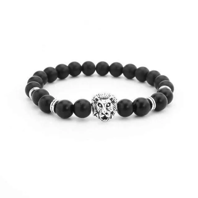 Matte Onyx Natural Stone Lion Bracelet