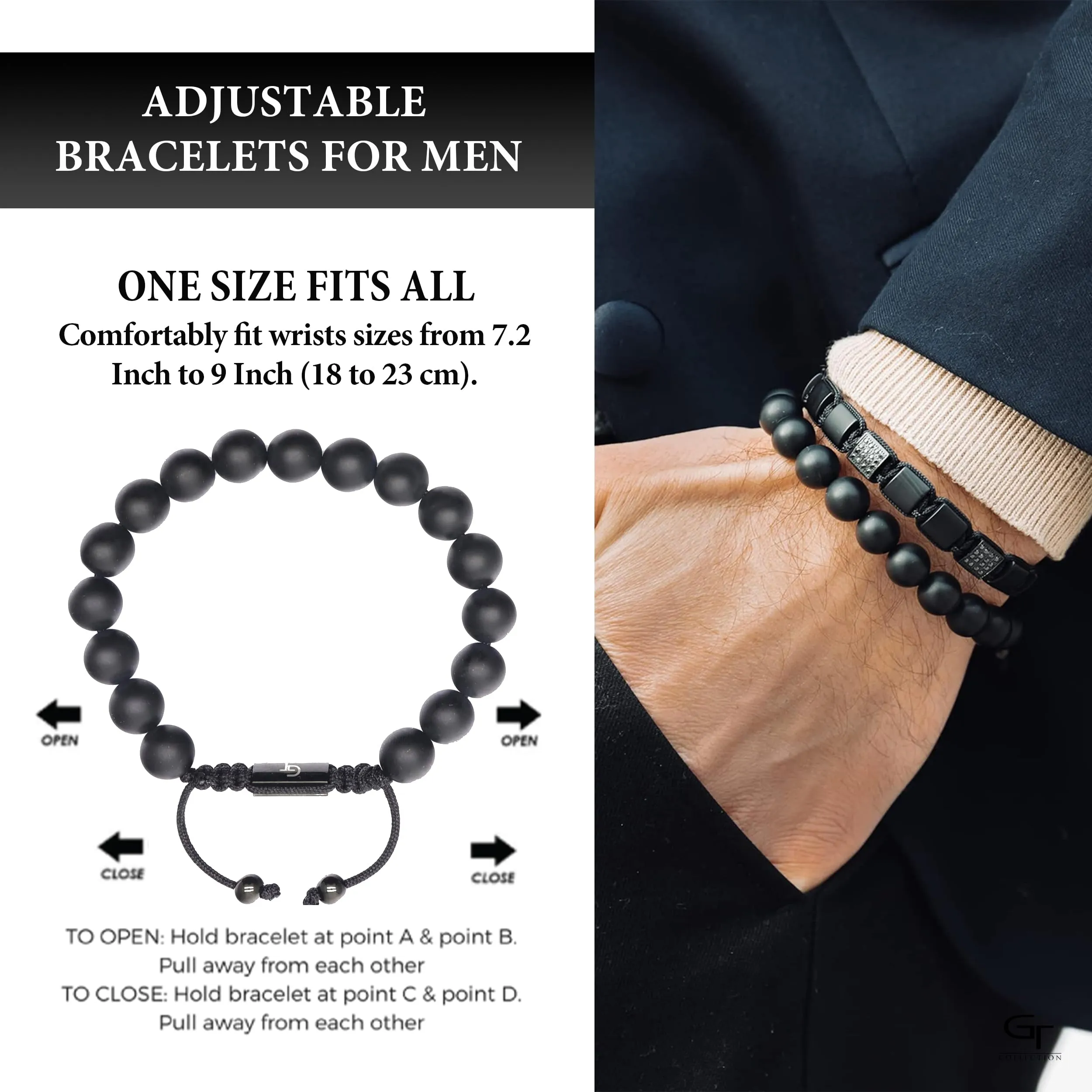 Men's MATTE ONYX Beaded Bracelet