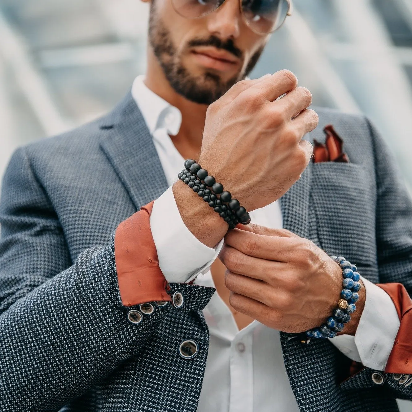 Men's MATTE ONYX Beaded Bracelet