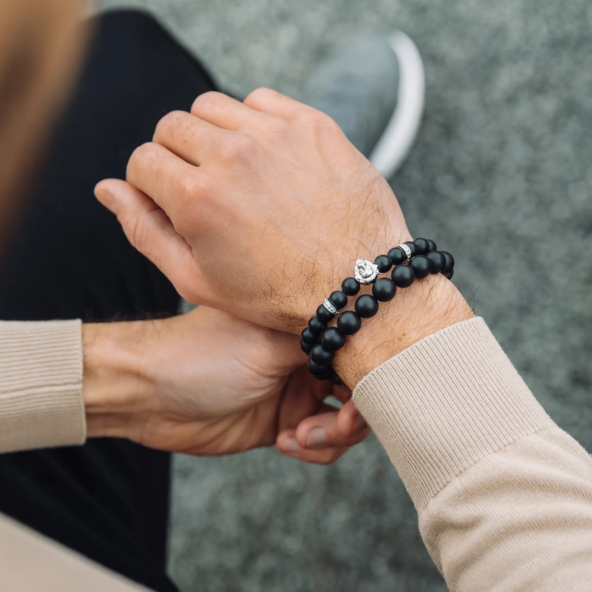 Men's MATTE ONYX Beaded Bracelet