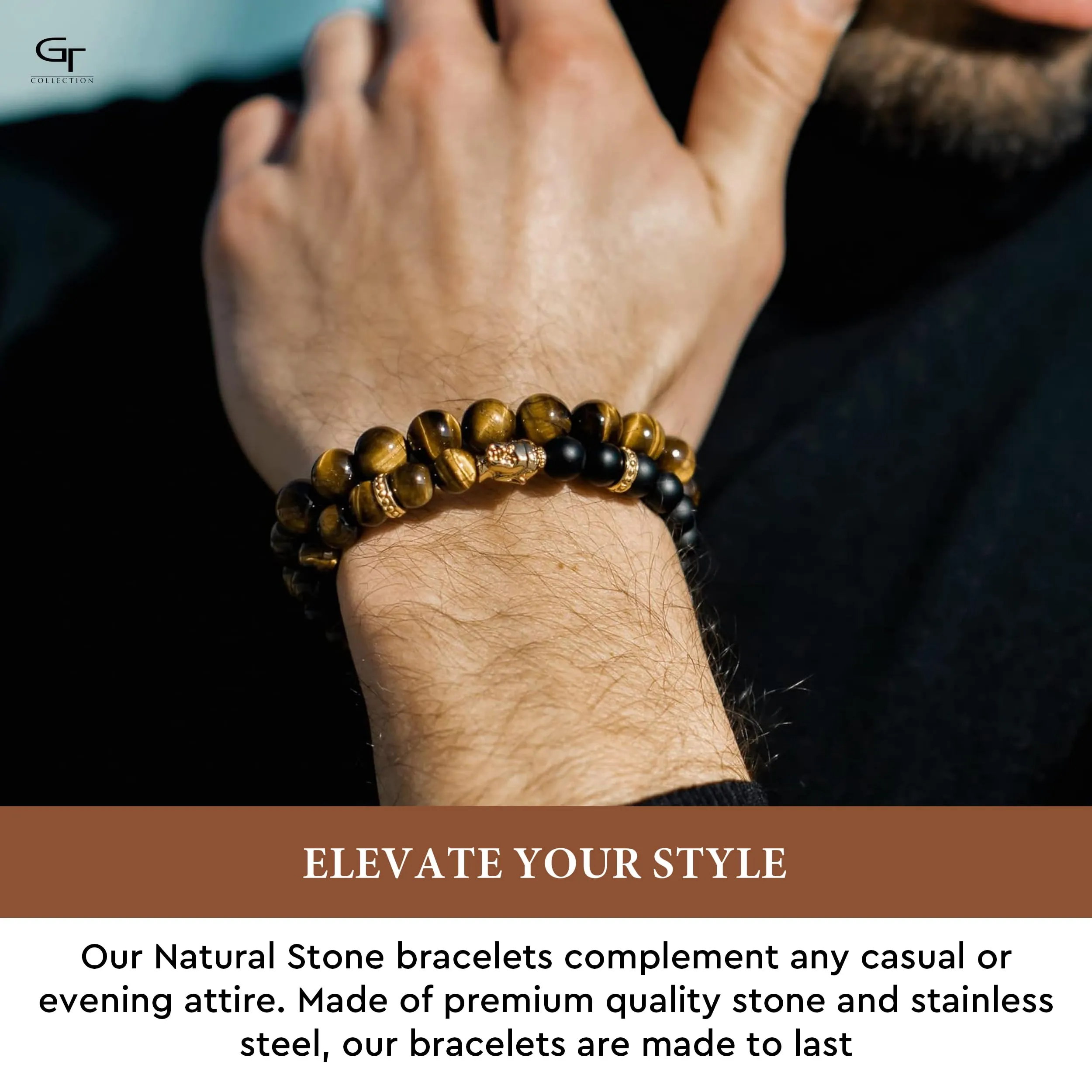 Men's TIGER EYE Beaded Bracelet