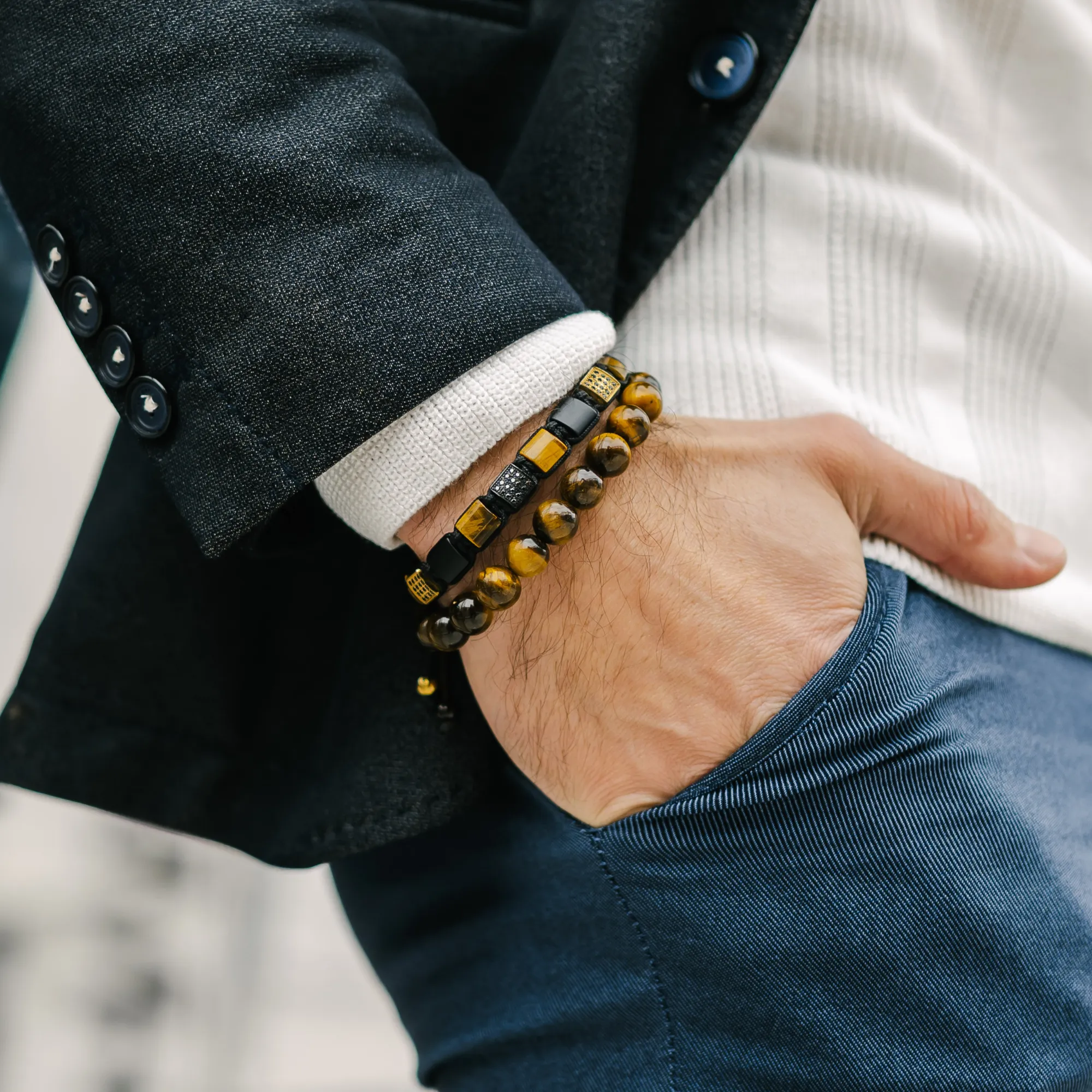 Men's TIGER EYE Beaded Bracelet