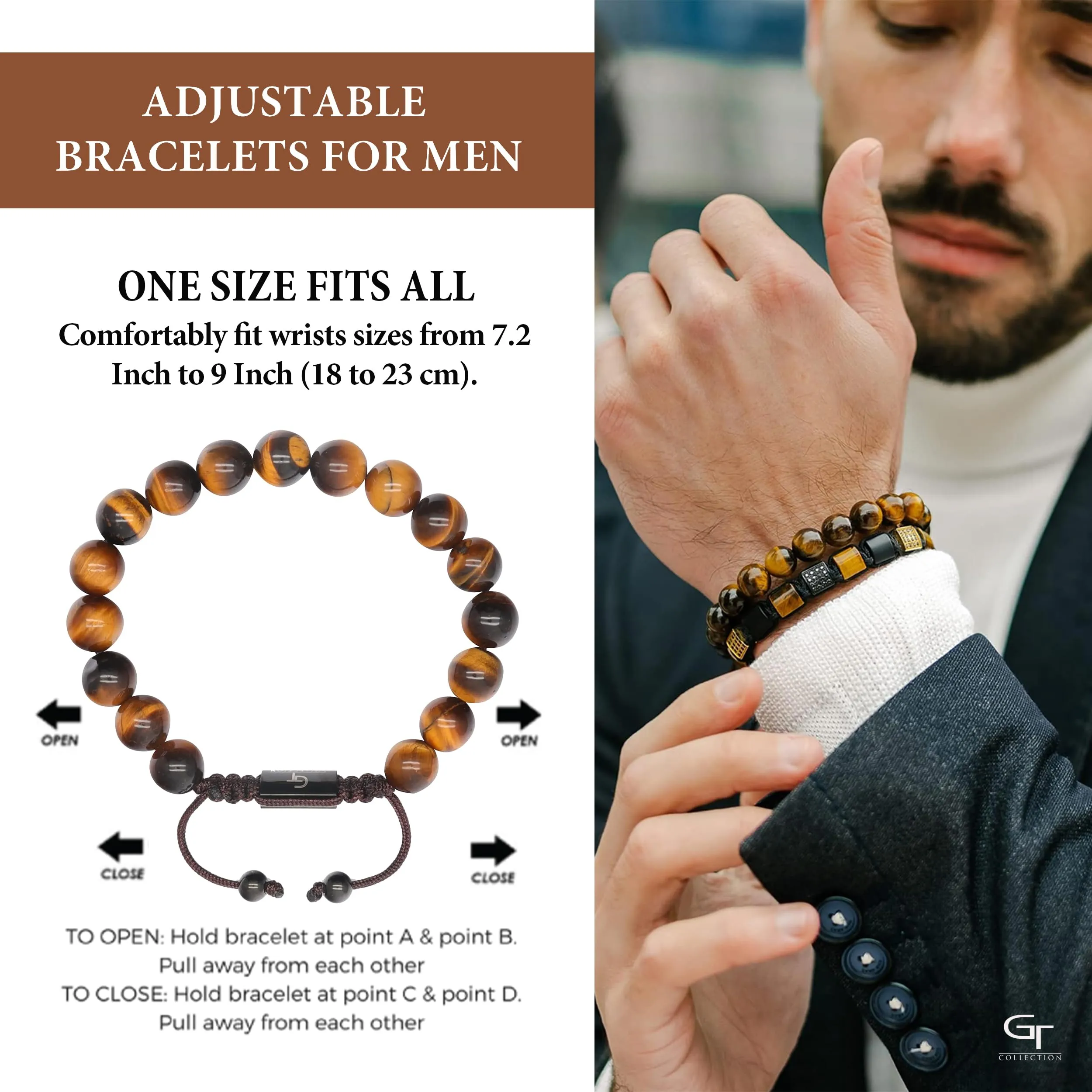 Men's TIGER EYE Beaded Bracelet