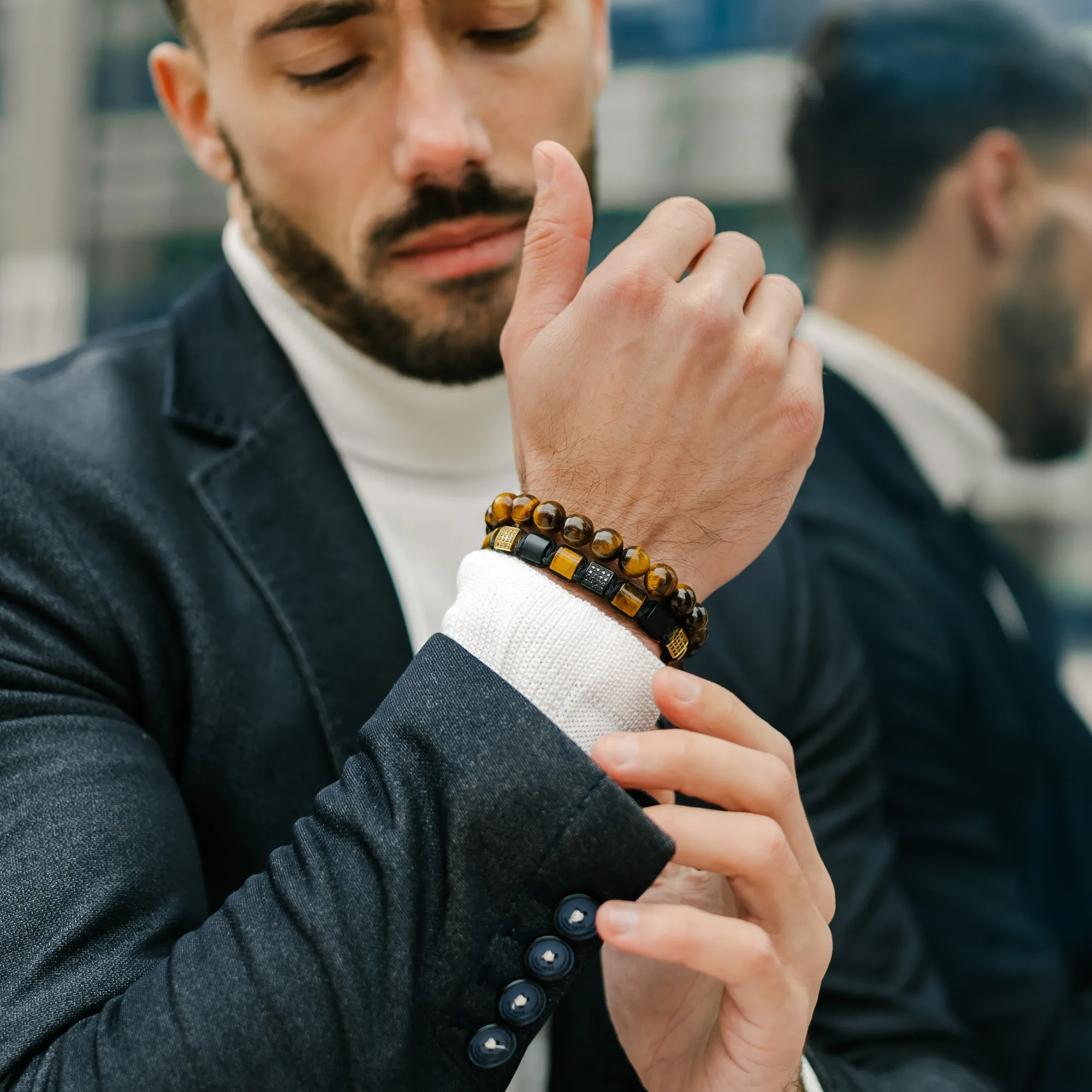 Men's TIGER EYE Beaded Bracelet