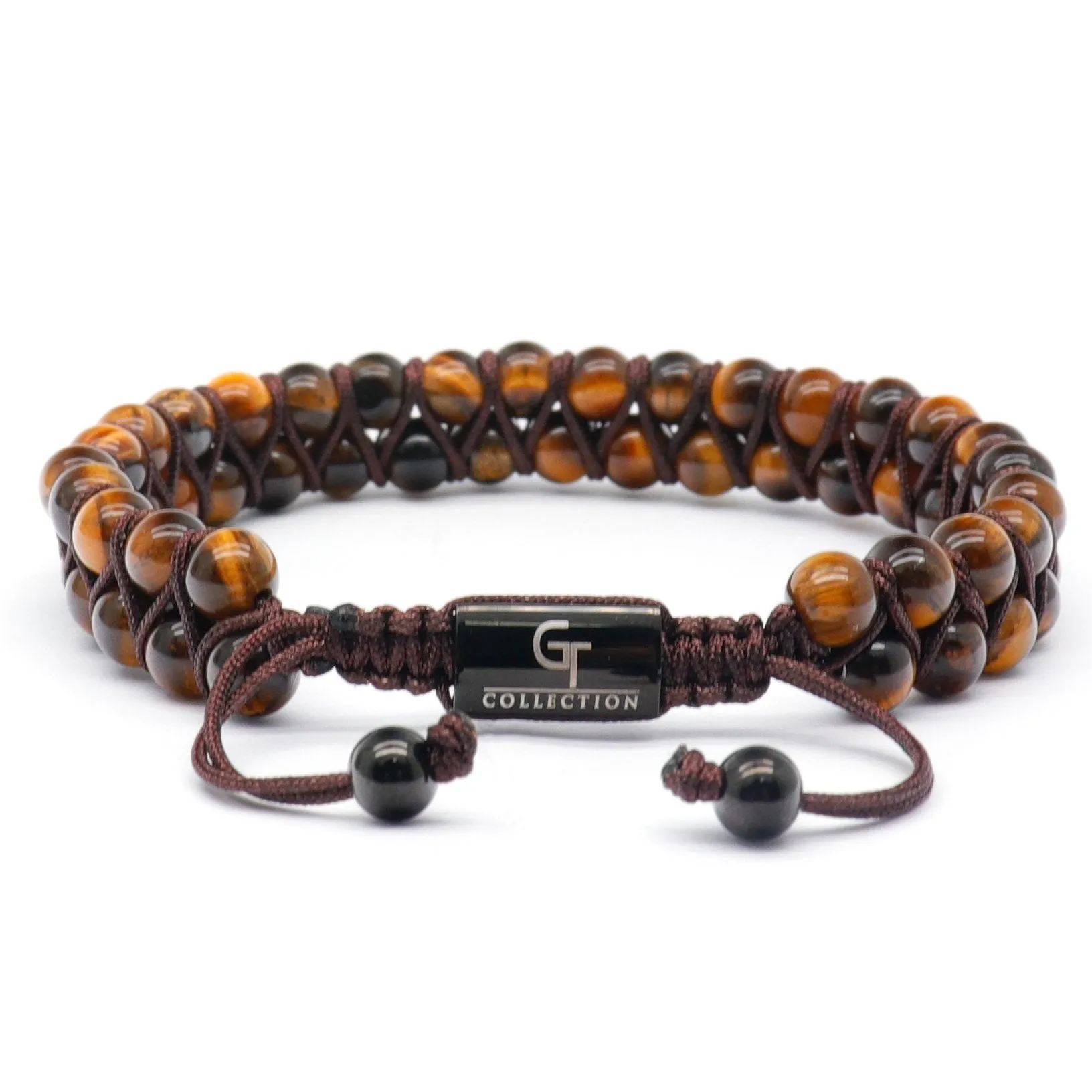 Men's TIGER EYE Double Bead Bracelet