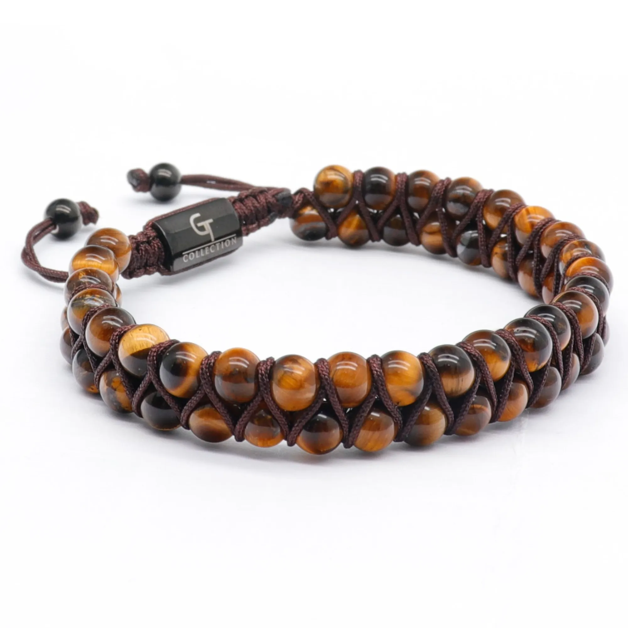 Men's TIGER EYE Double Bead Bracelet