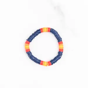 Navy & Orange Stripe Polymer Clay Bracelet