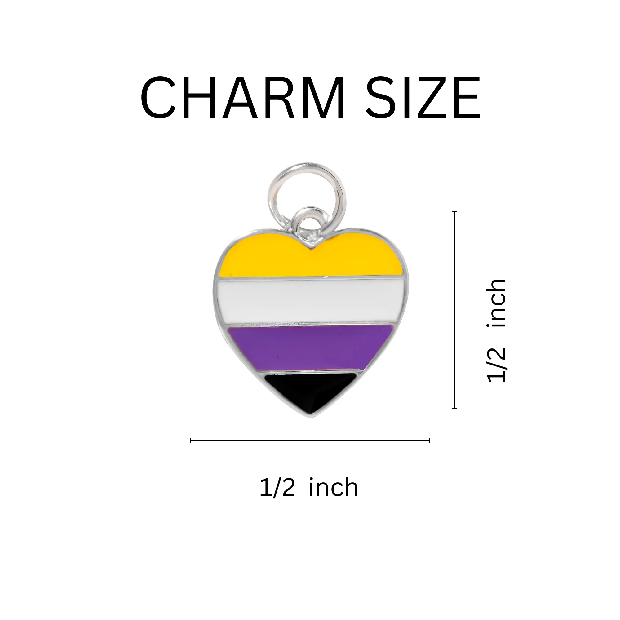 Non-Binary Flag Heart Retractable Charm Bracelets