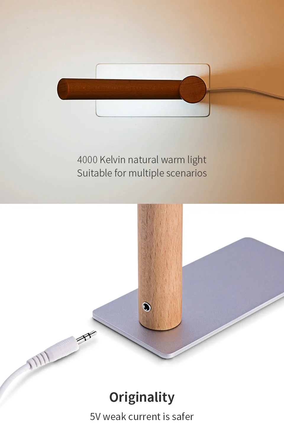 Nordic Solid Wood Eye Protecting Lamp with Magnetic Base