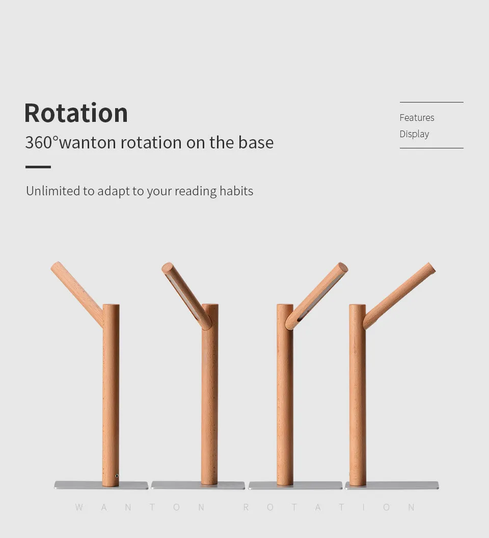 Nordic Solid Wood Eye Protecting Lamp with Magnetic Base