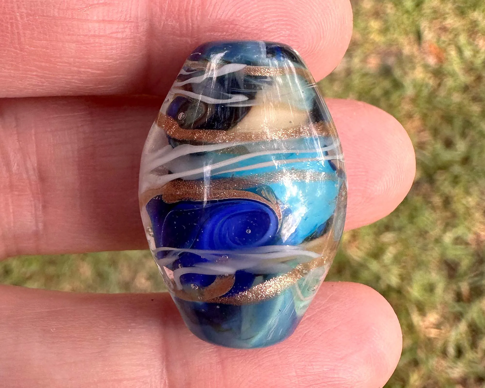 Ocean Blue Lampwork Focal Bead SRA