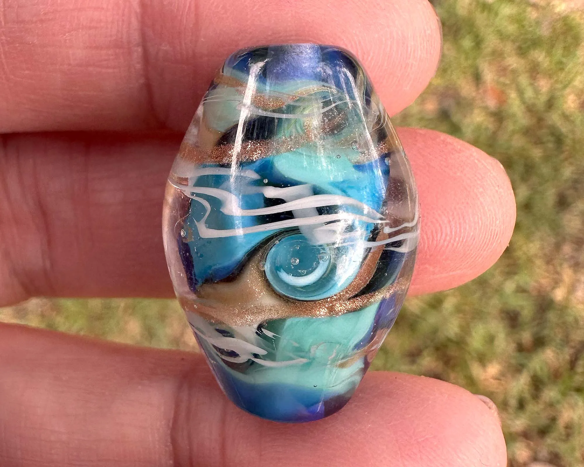 Ocean Blue Lampwork Focal Bead SRA