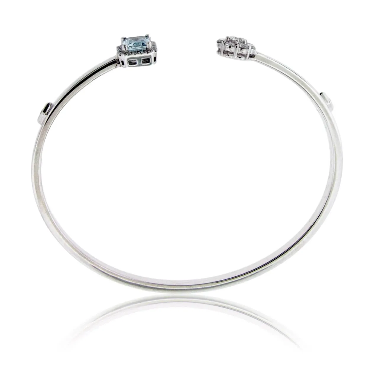 Open Center Diamond & Aquamarine Bracelet