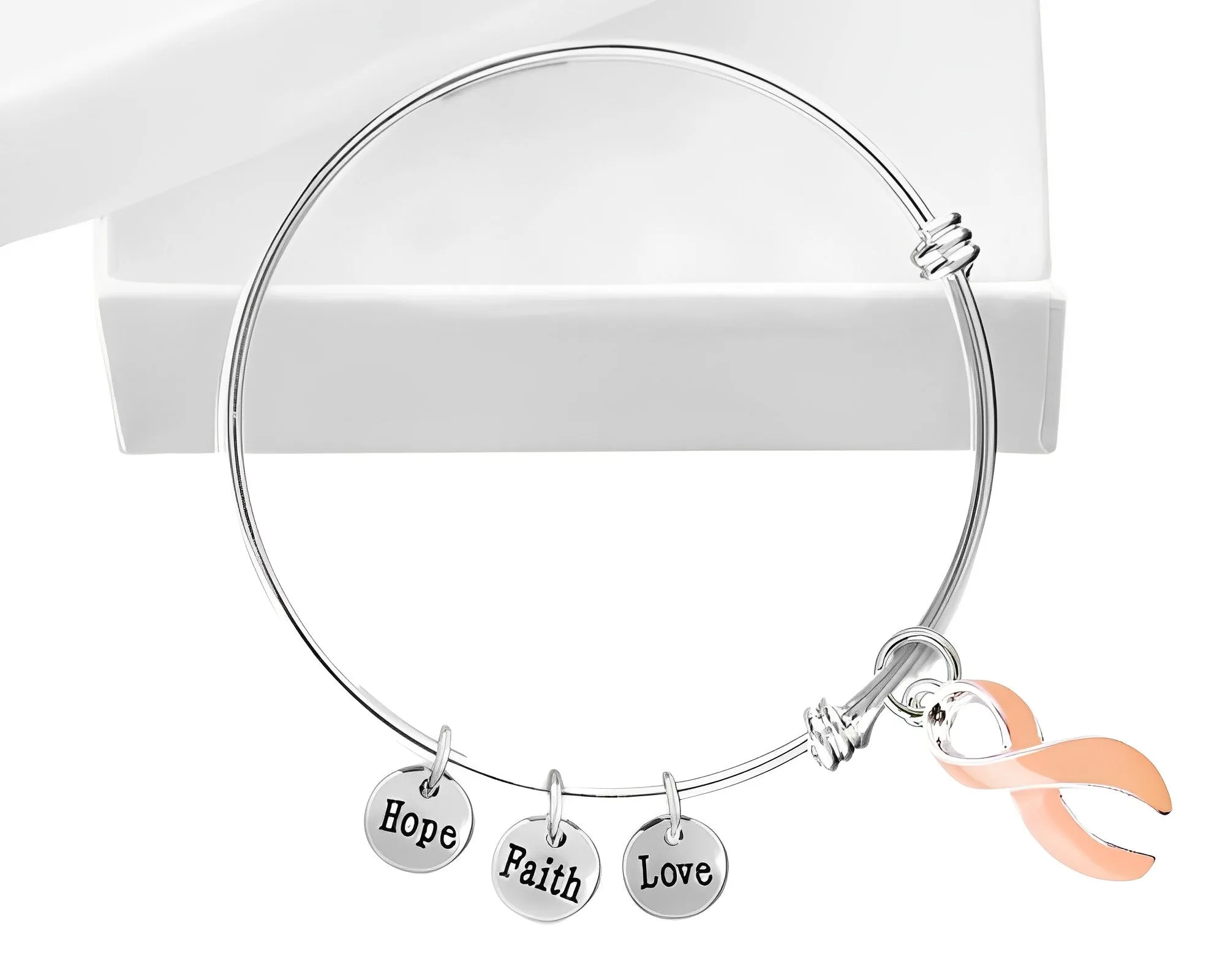 Peach Ribbon Retractable Charm Bracelets