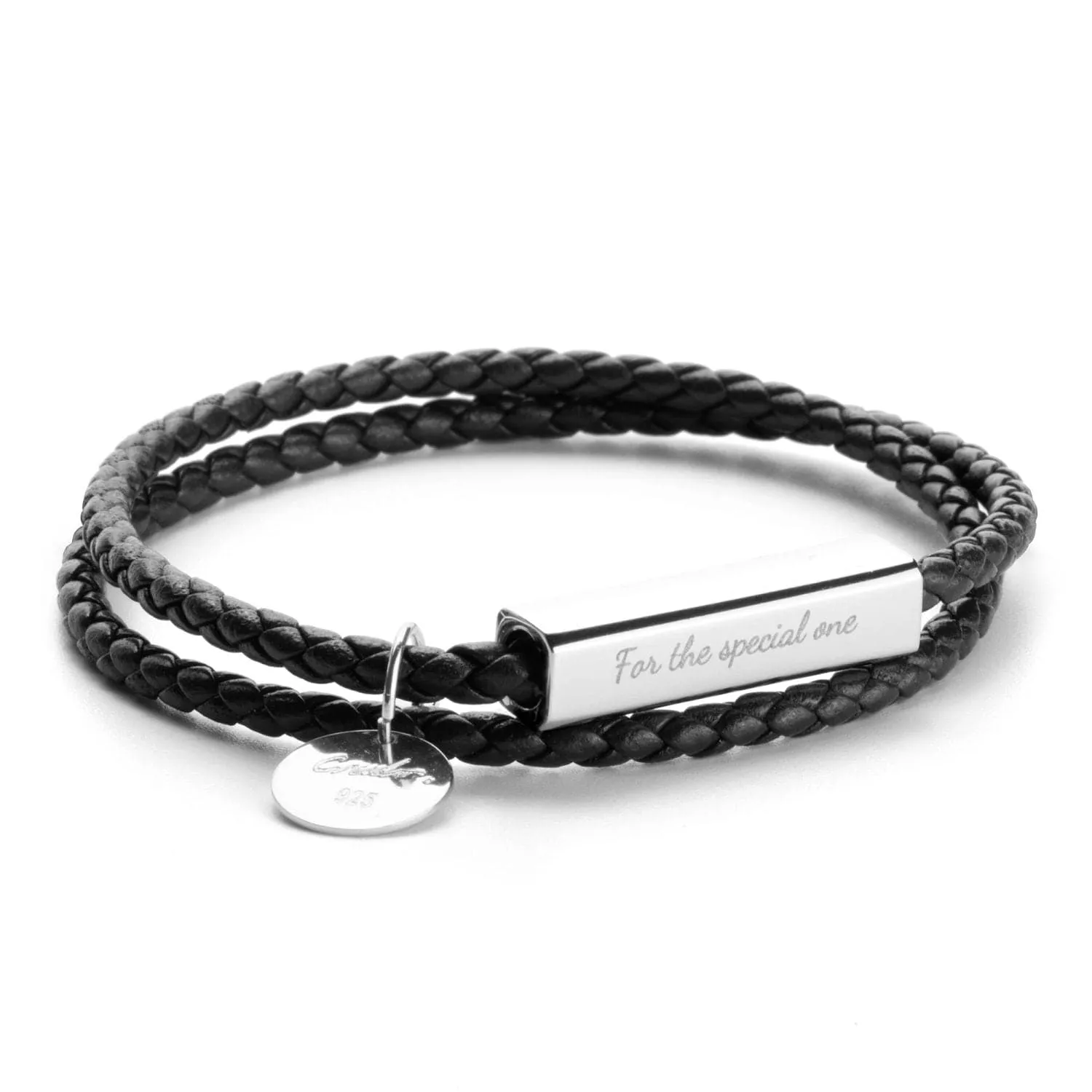 Personalized Ricordi Italian Authentic Leather Wrap Bracelet(Jet Black)