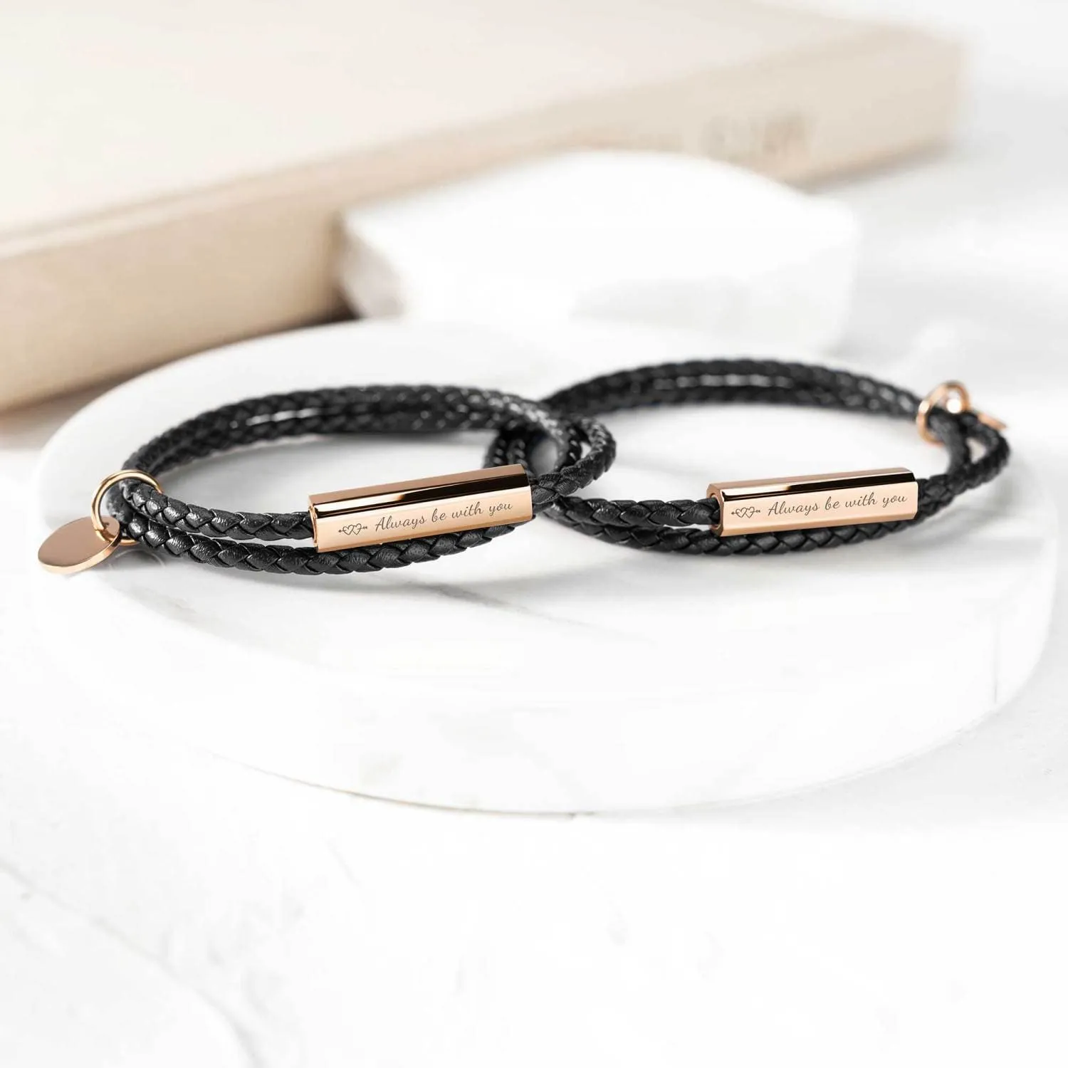 Personalized Ricordi Italian Authentic Leather Wrap Bracelet(Jet Black)