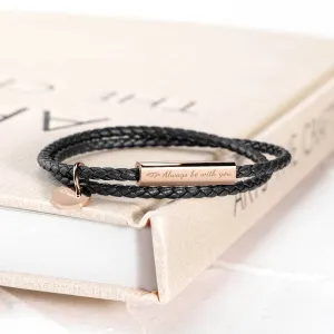 Personalized Ricordi Italian Authentic Leather Wrap Bracelet(Jet Black)