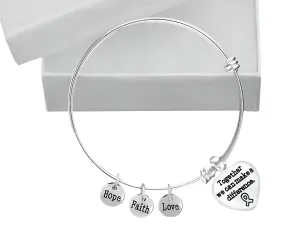 "Together We Can Make A Difference" Heart Charm Retractable Bracelets