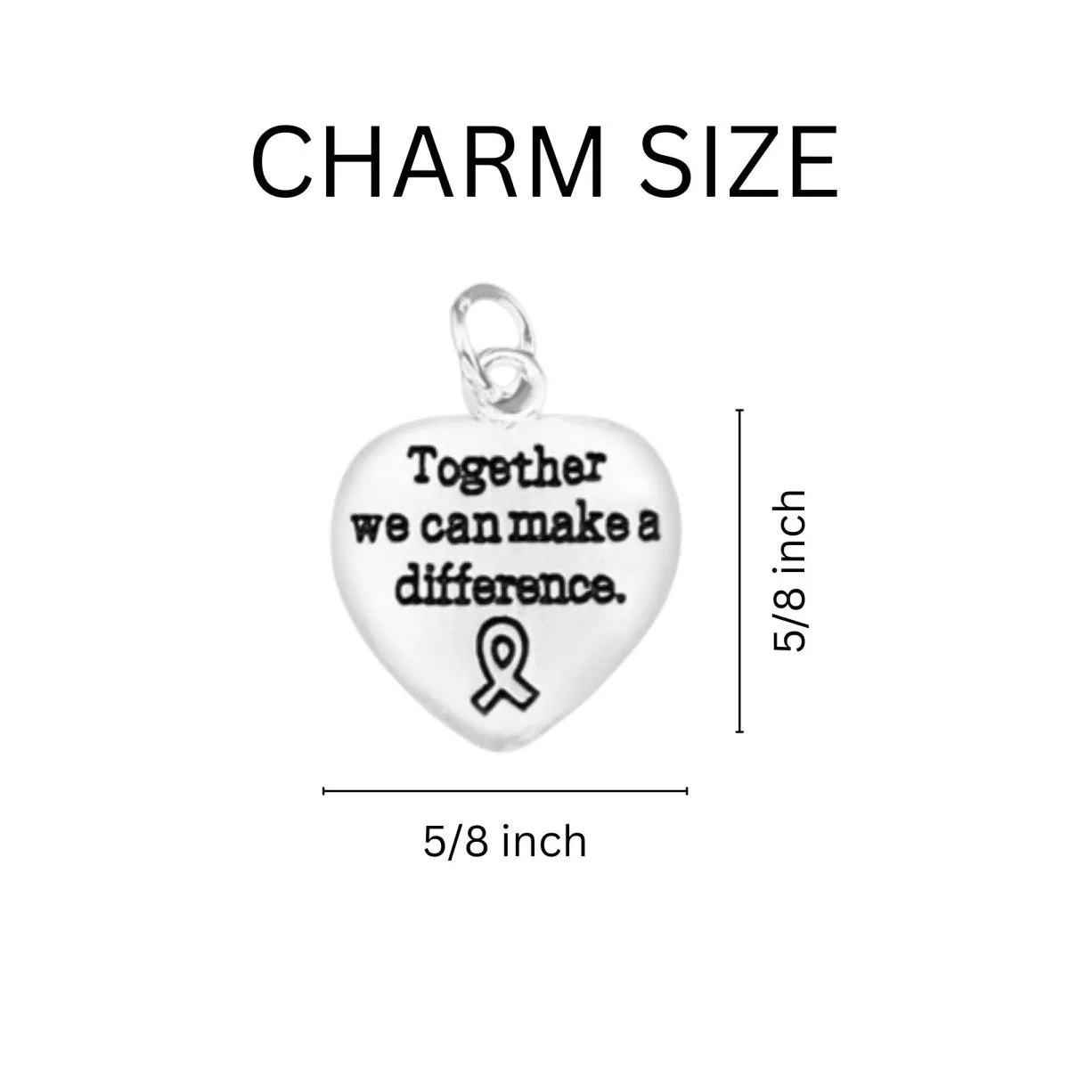 "Together We Can Make A Difference" Heart Charm Retractable Bracelets