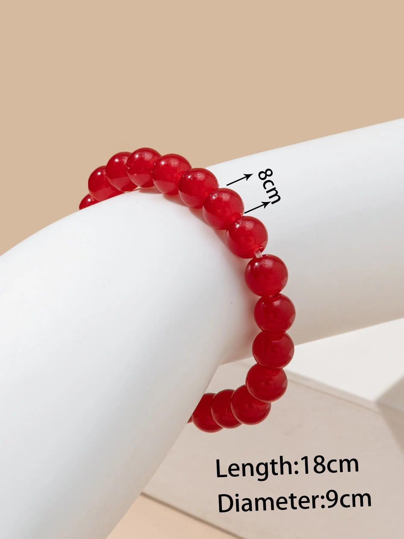 Red Ball Decor Beaded Bracelet Stackable Stretch Bracelets Creative Beads Design